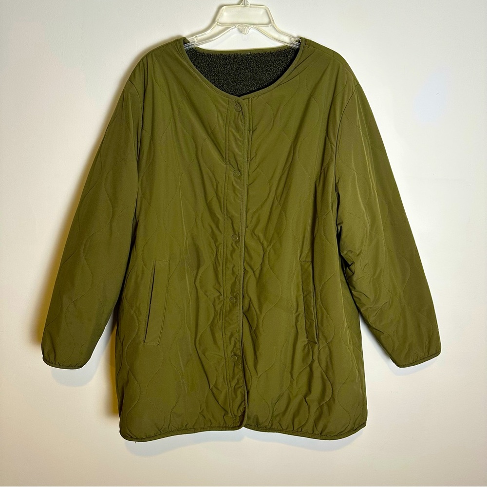 Koolaburra by UGG Reversible Sherpa Quilted Jacket, Olive Green | XXL - Picture 2 of 10